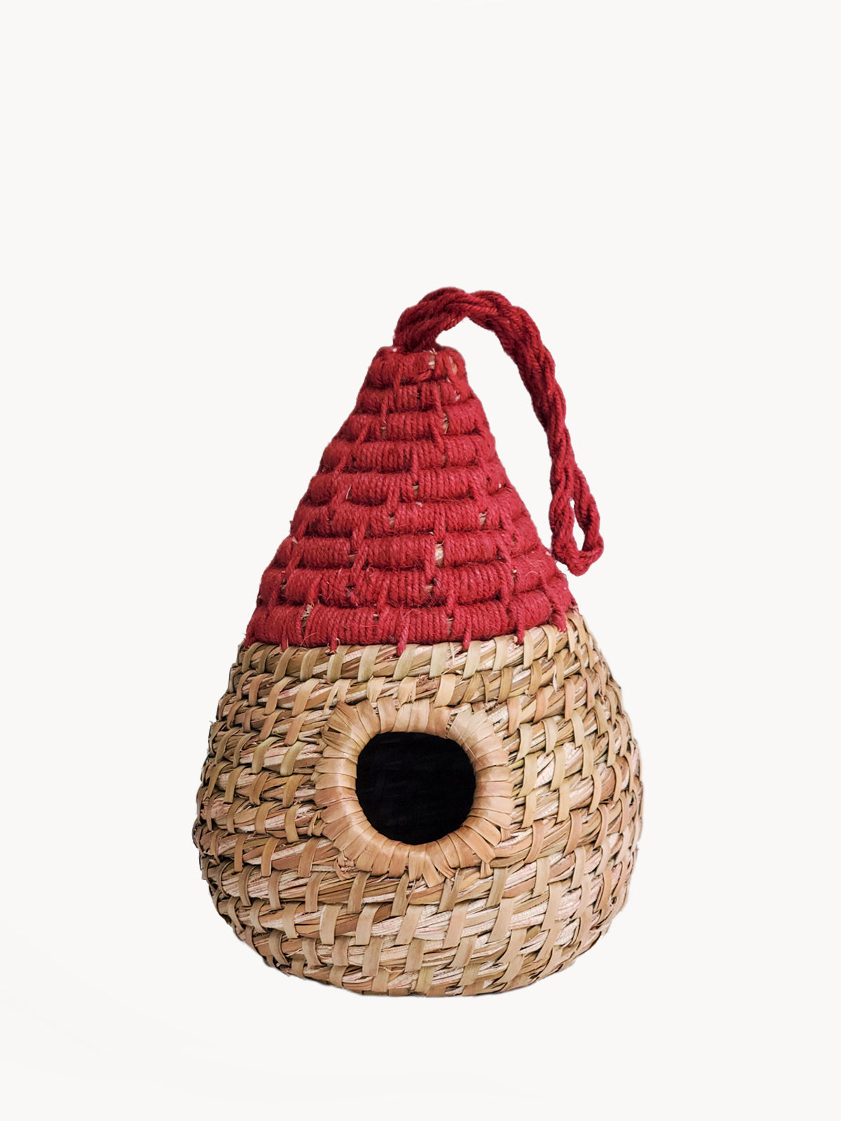 Seagrass Birdhouse – Dewdrop (Red & Natural)