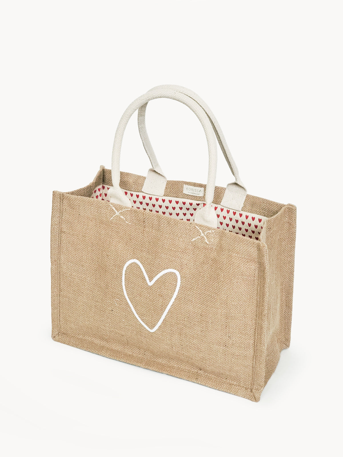 Jute Canvas Market Bag – Love (M)