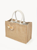 Jute Canvas Market Bag With Pompom (M)