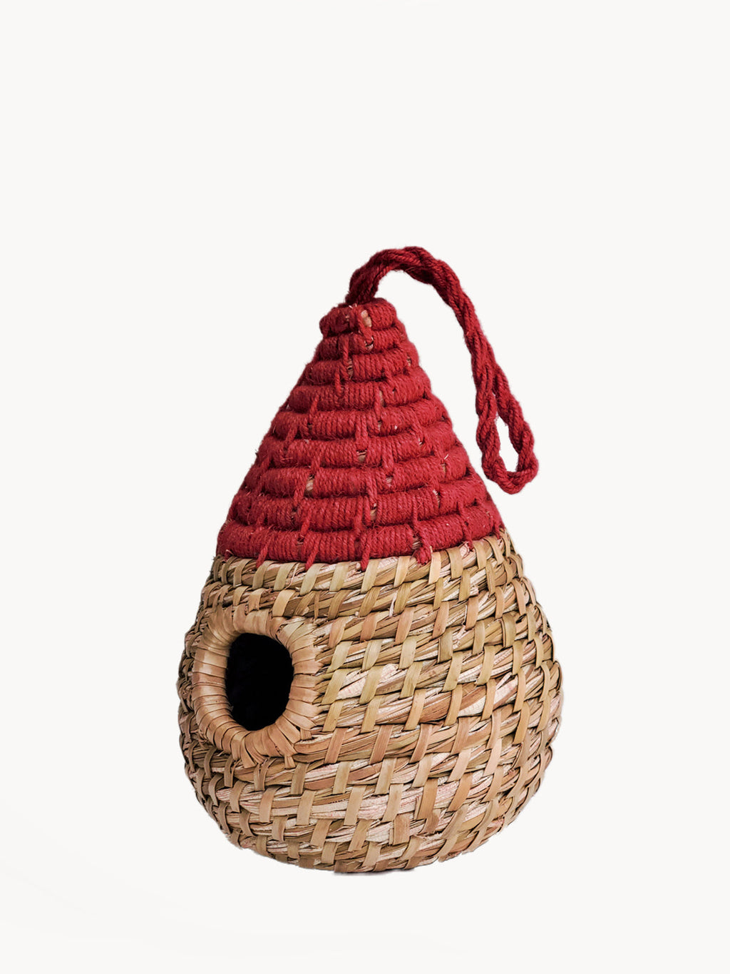 Seagrass Birdhouse – Dewdrop (Red & Natural)