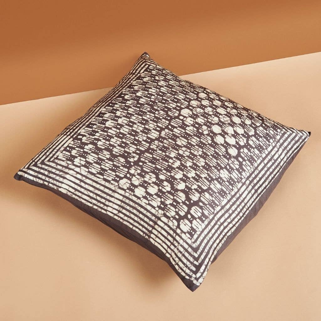 Haven Silk Pillow — Charcoal & White