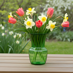 A.L. Randall Panelled Glass Vase - Green Octagonal Base