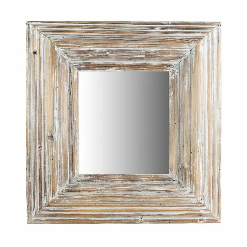Square Pine Frame Mirror - Small Washed Grey