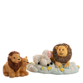 Paire de figurines – Scène de nuages avec lion et agneau et lion avec chien