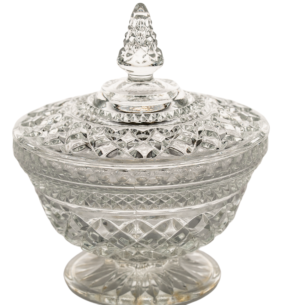 Anchor Hocking Wexford Pedestal Candy Dish with Lid – Pressed Glass