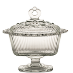 Indiana Glass Open Lace Rand Podest Bonboniere mit Deckel