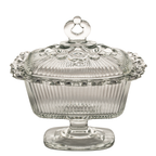 Indiana Glass Open Lace Rand Podest Bonboniere mit Deckel