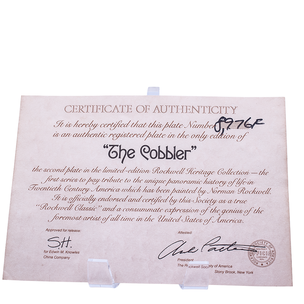 Knowles 1978 Norman Rockwell “The Cobbler” Plate — Heritage Collection