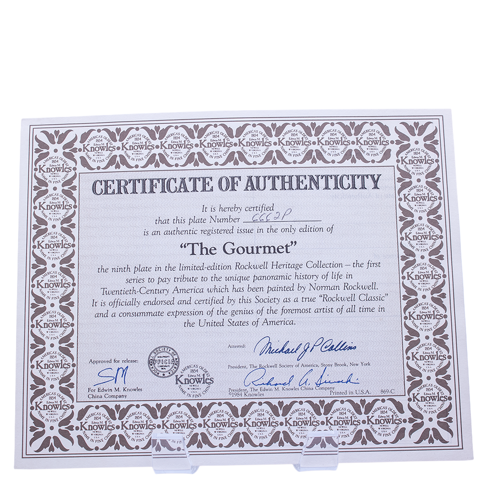 Knowles 1985 Norman Rockwell “The Gourmet” Plate — Heritage Collection