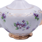 Ellgreave Staffordshire Porzellan Teekanne mit Veilchenmuster, 15 cm, weiße Glasur