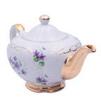 Ellgreave Staffordshire Porzellan Teekanne mit Veilchenmuster, 15 cm, weiße Glasur