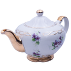 Ellgreave Staffordshire Porzellan Teekanne mit Veilchenmuster, 15 cm, weiße Glasur