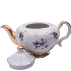 Ellgreave Staffordshire Porzellan Teekanne mit Veilchenmuster, 15 cm, weiße Glasur
