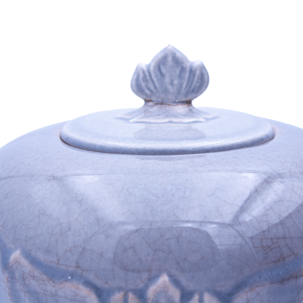 Steubenville Woodfield Dove Gray Porcelain Teapot 5.5" Leaf Motif