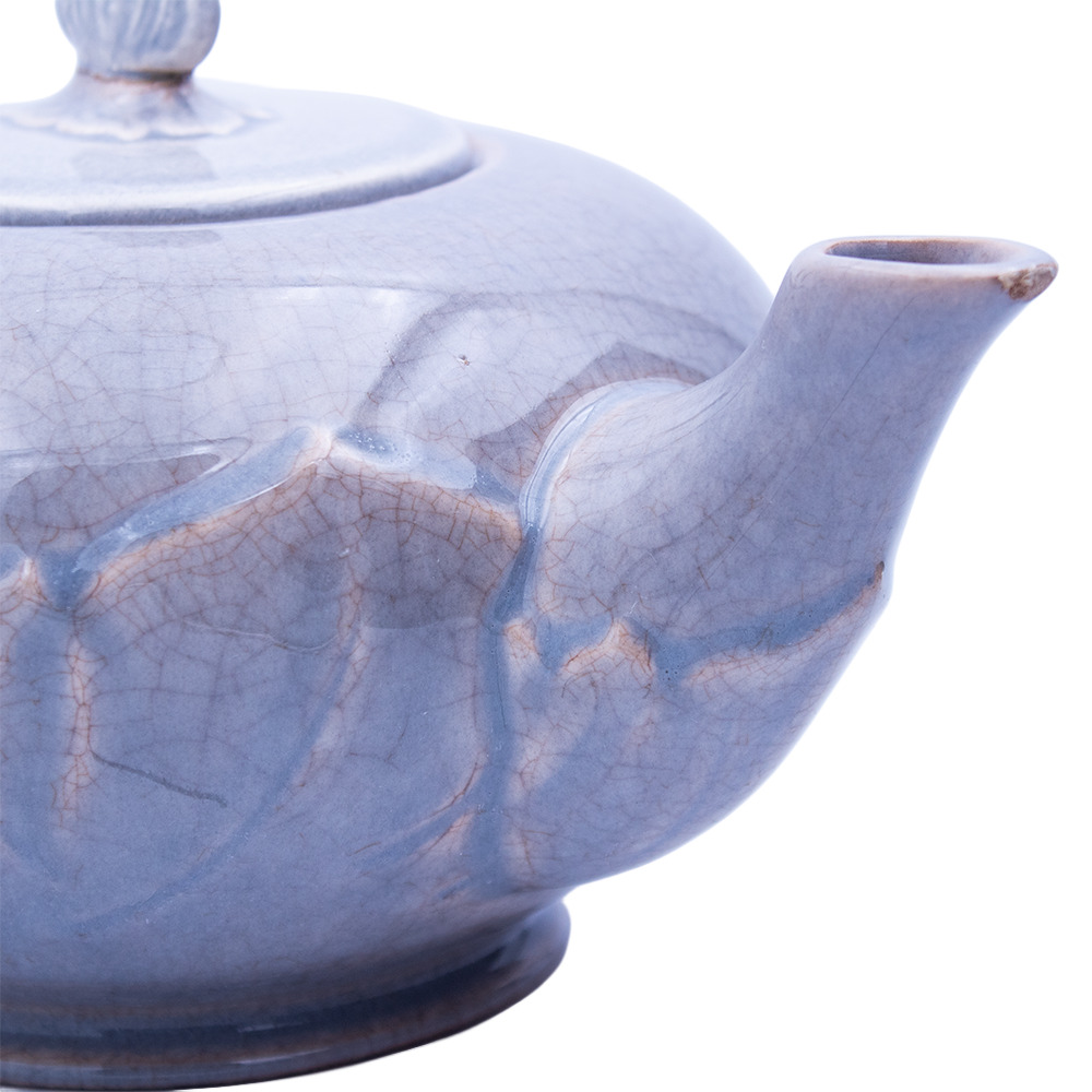Steubenville Woodfield Dove Gray Porcelain Teapot 5.5" Leaf Motif