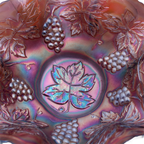 Fenton Amethyst Carnival Glass Schale Trauben & Blätter gewellter Rand 15cm