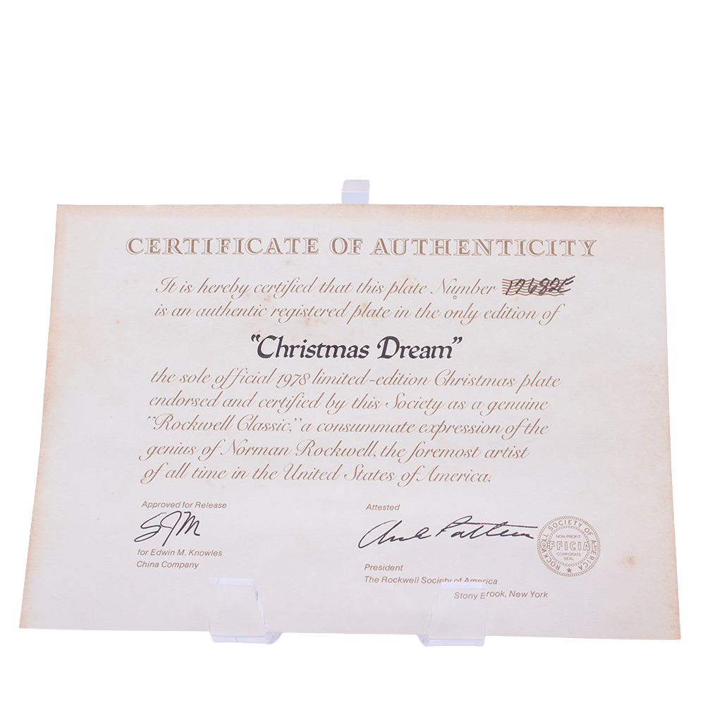 Assiette Knowles 1978 Norman Rockwell « Christmas Dream » — Collection Heritage