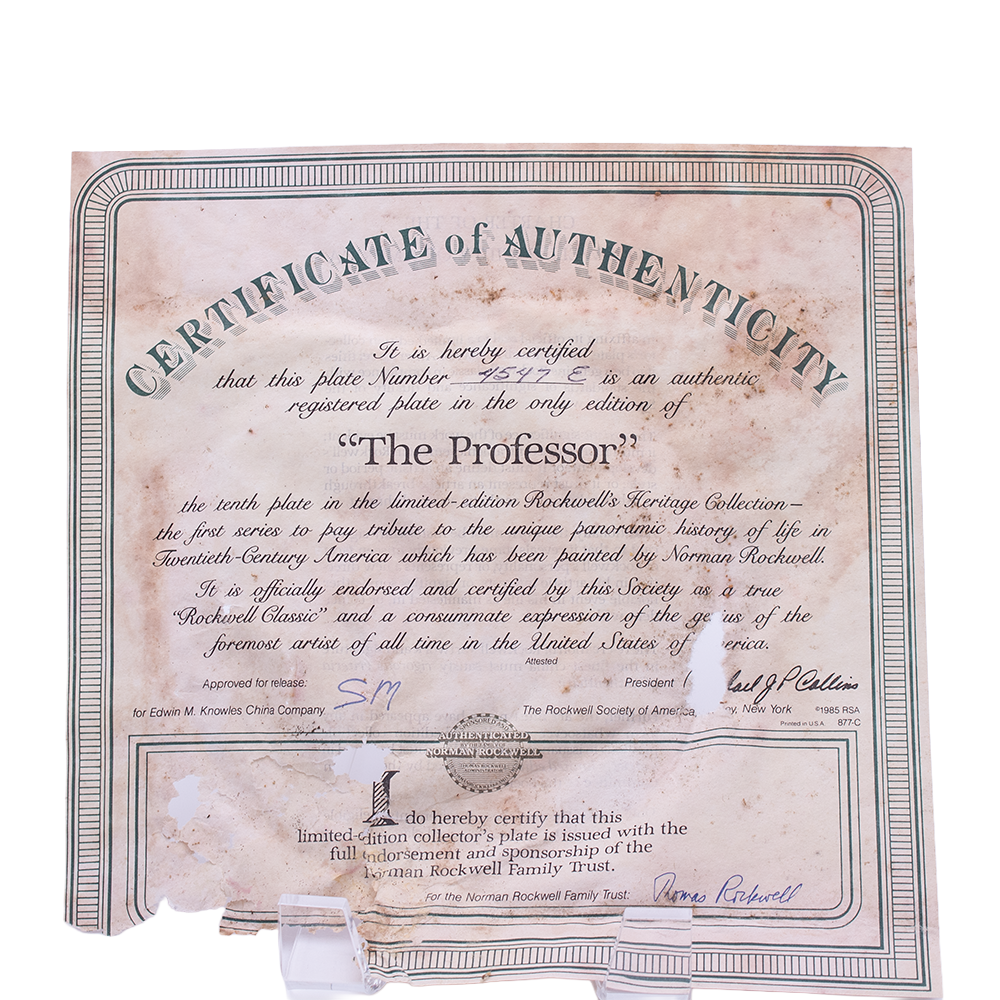 Knowles 1986 Norman Rockwell “The Professor” Plate — Heritage Collection