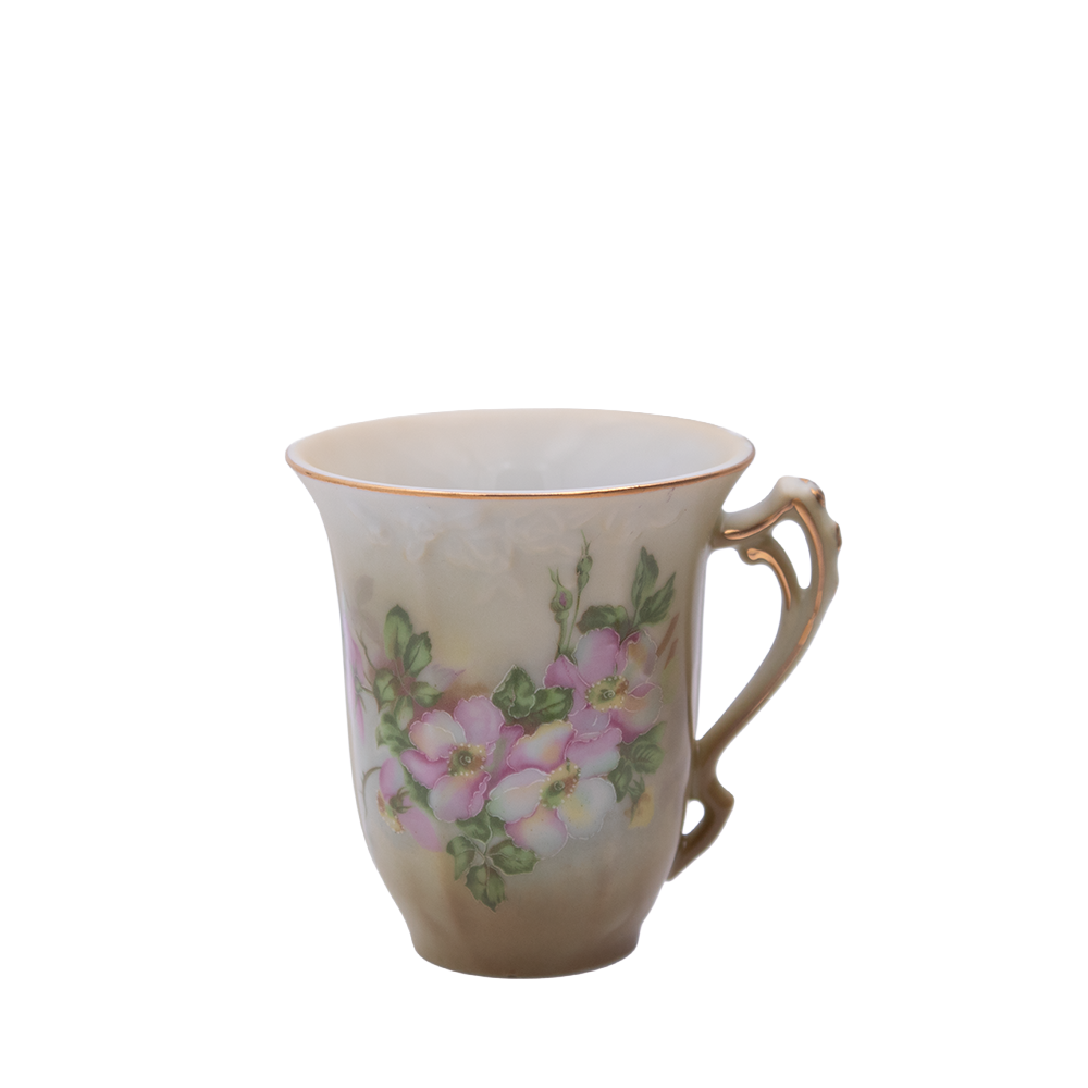 Hand‑Painted Nippon Porcelain Chocolate Pot with Dogwood Motif and Gold Accents