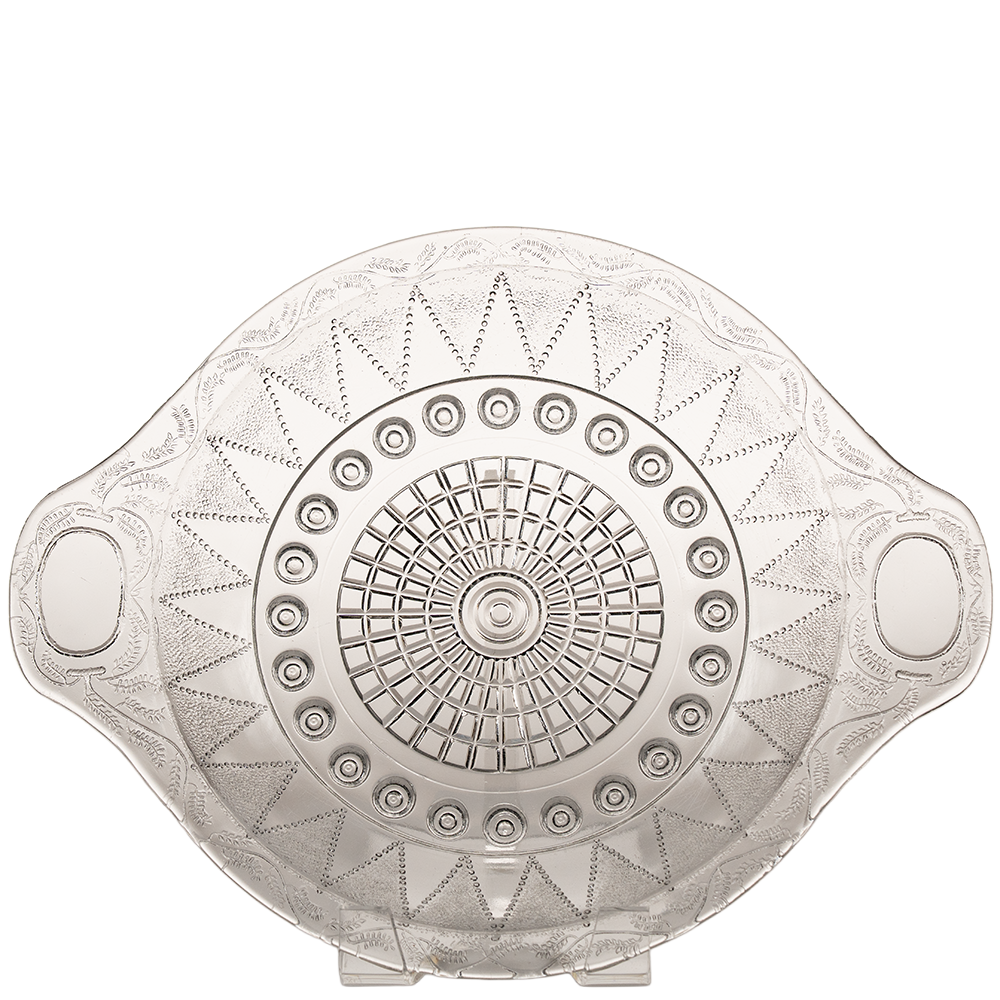EAPG Dew Drop in Points Tray – 1880s Pressed Glass Handle Server