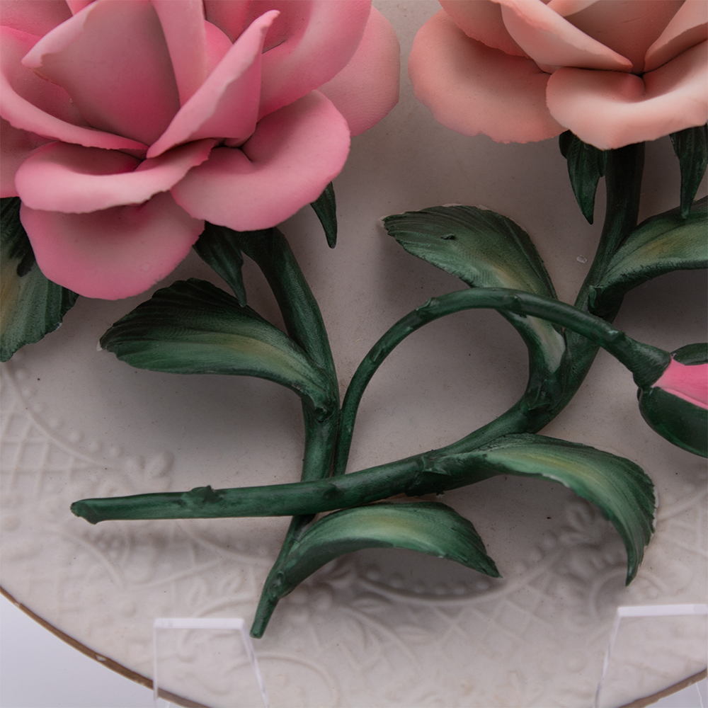 Franklin Mint “Roses of Capodimonte” Fine Bisque Plate — Italy