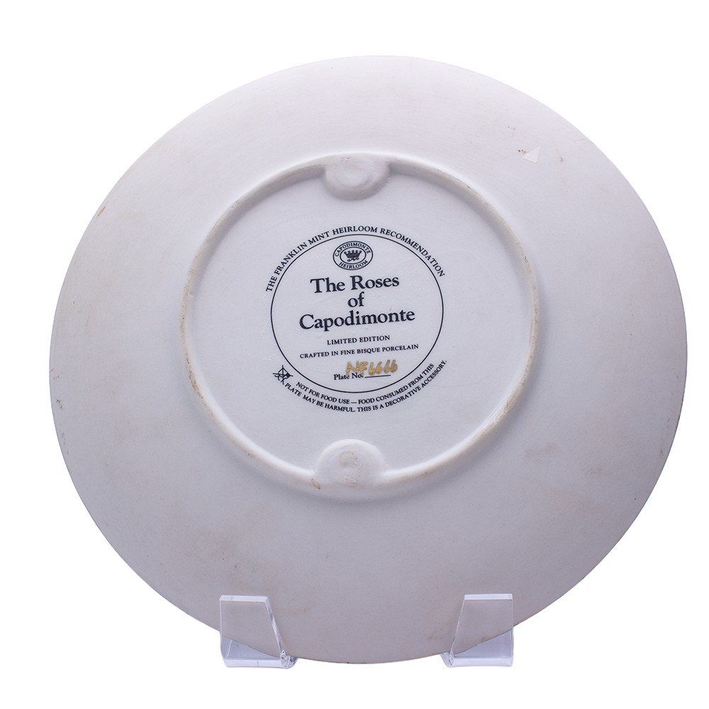 Franklin Mint “Roses of Capodimonte” Fine Bisque Plate — Italy