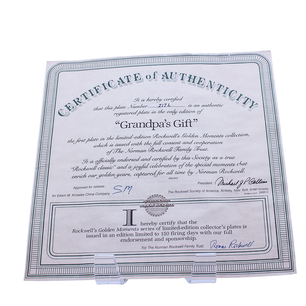 Knowles 1987 Norman Rockwell “Grandpa’s Gift” Plate — Golden Moments