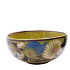 Mexican Redware Pottery Bowl — Hand‑Painted Floral Design