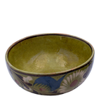 Mexican Redware Pottery Bowl — Hand‑Painted Floral Design