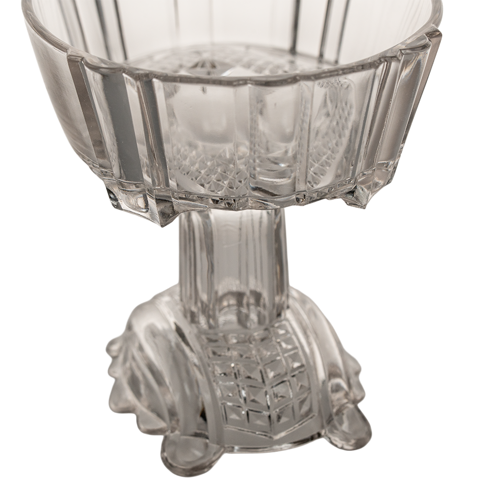 Cut Glass Pedestal Compote Dish – Diamond Pattern Accent