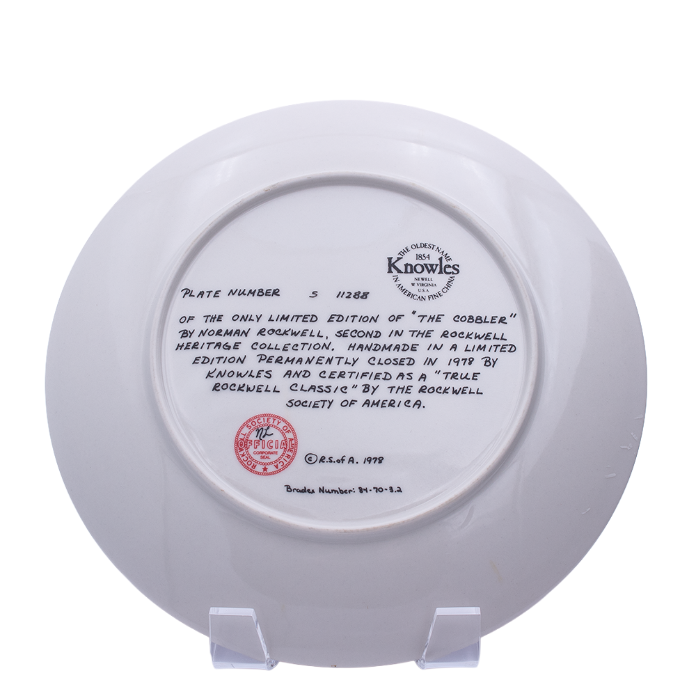 Knowles Norman Rockwell “The Cobbler” Plate — Heritage Collection