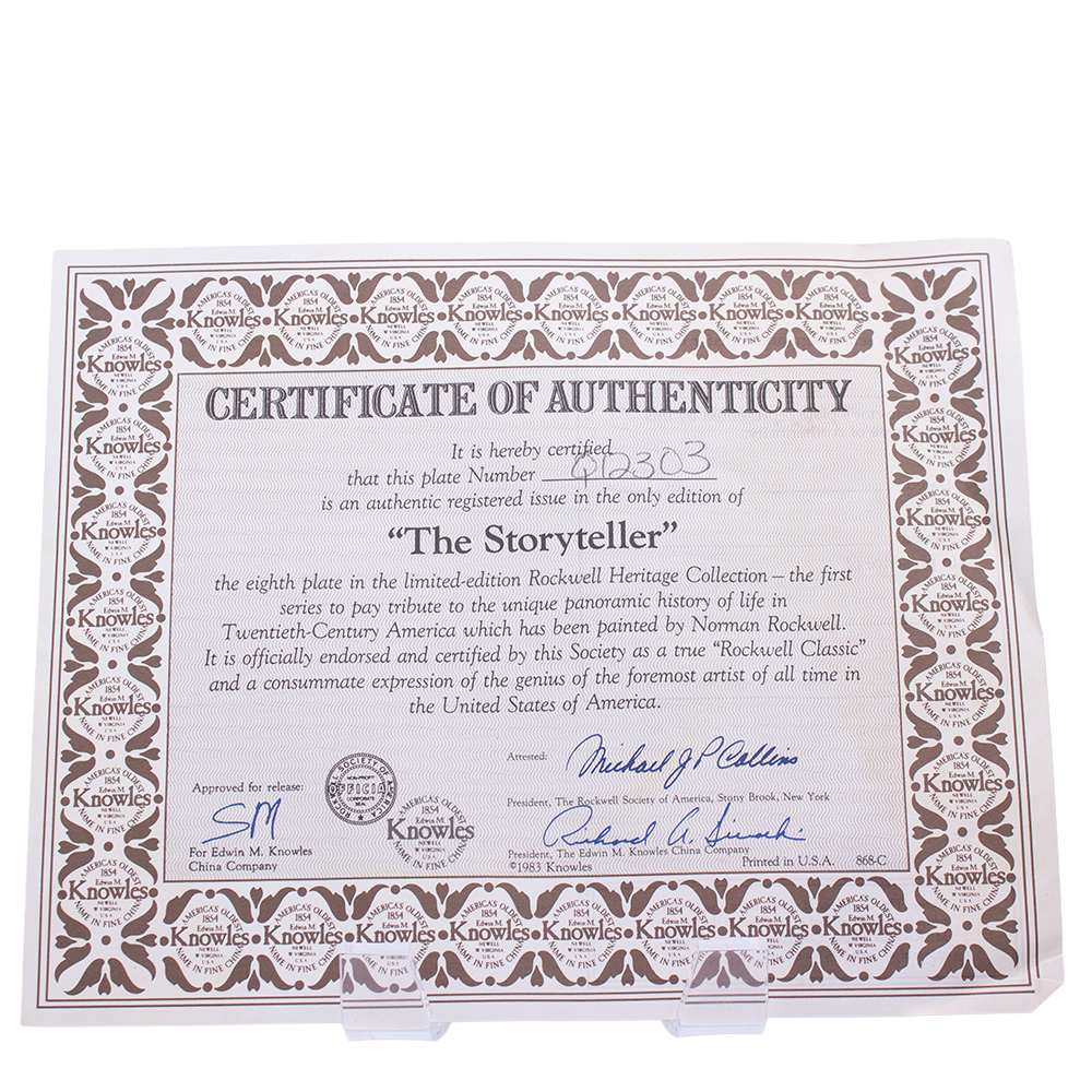 Knowles 1984 Norman Rockwell “The Storyteller” Plate — Heritage Collection