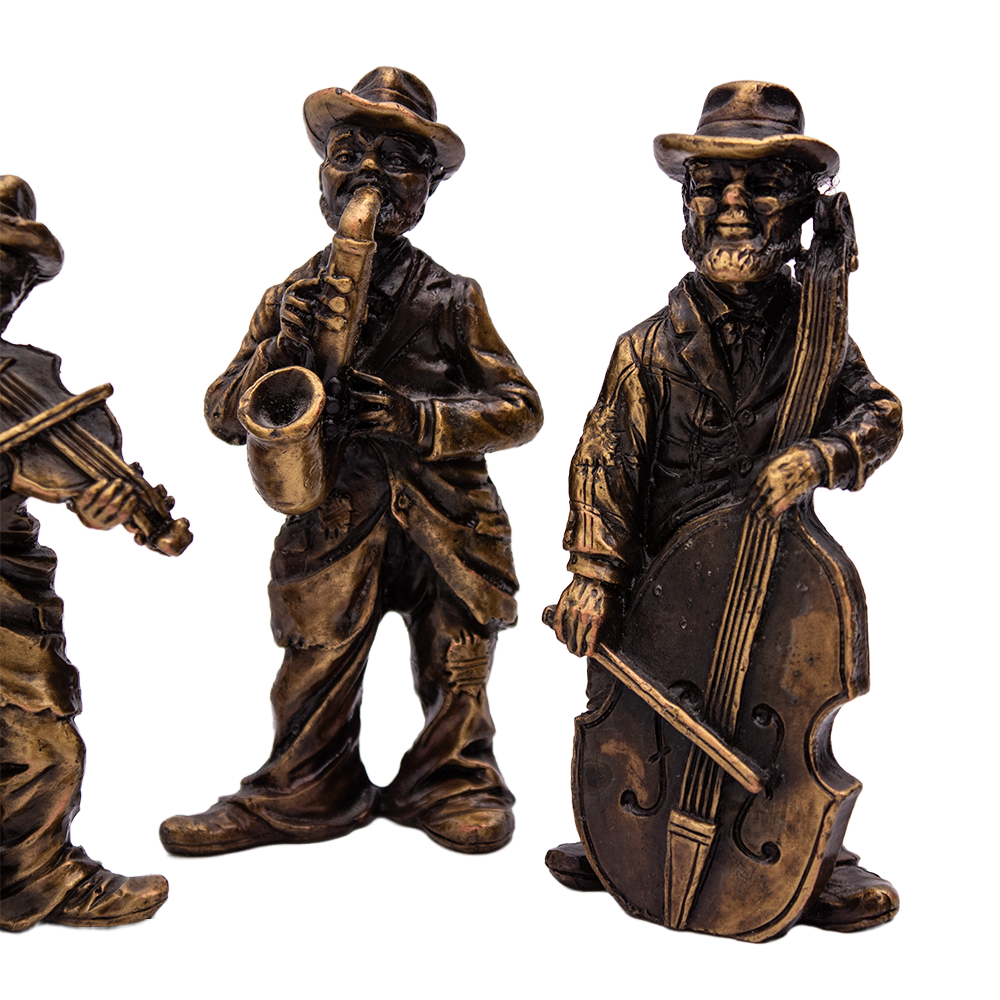 Mardi Gras Jazz Players Pewter Figurine Trio – Bronze Finish