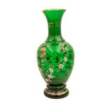 Norleans italienische Vase aus smaragdgrünem Glas – handbemalt mit 24 Karat Gold