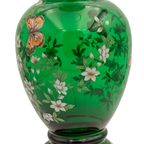 Norleans italienische Vase aus smaragdgrünem Glas – handbemalt mit 24 Karat Gold