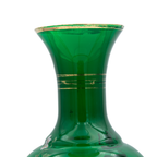 Norleans italienische Vase aus smaragdgrünem Glas – handbemalt mit 24 Karat Gold