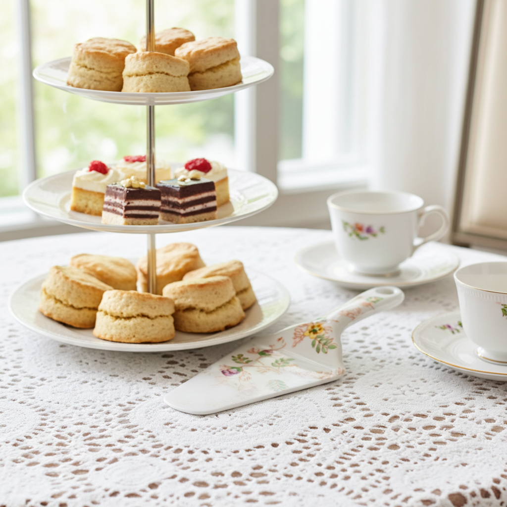 Mikori Ware Porcelain Cake & Pie Server - Hand-Painted Floral