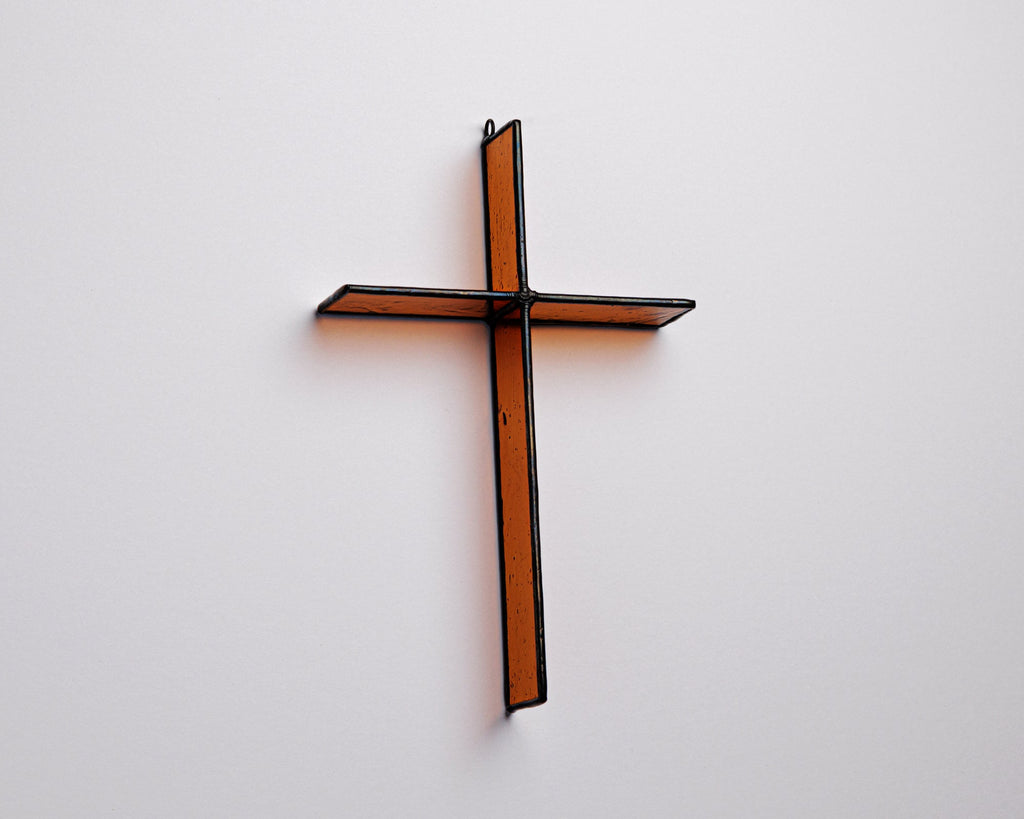 Greyhouse Glass Harvest Orange Cross - Handcrafted