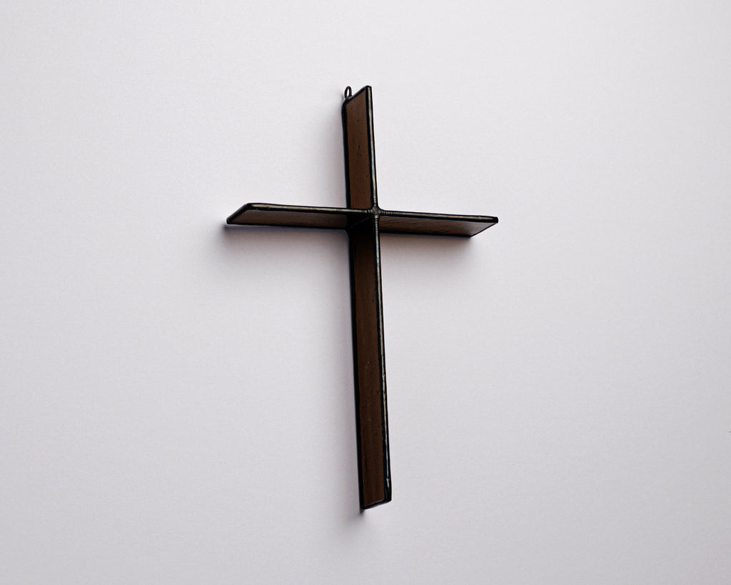 Greyhouse Glass Mocha Brown Cross - Handcrafted Suncatcher