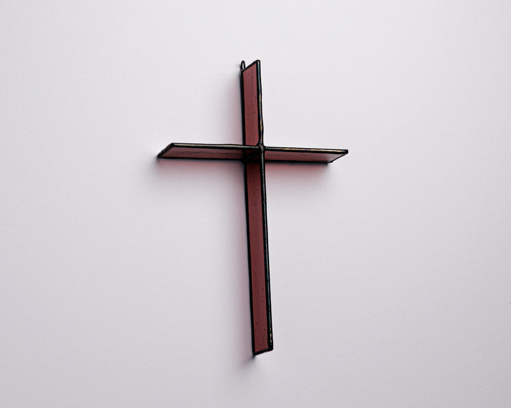 Mulberry Red Suncatcher - Handcrafted Greyhouse Glass Cross