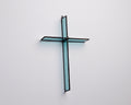 Greyhouse Glass Pale Aqua Cross Suncatcher - Handcrafted Stained Glass