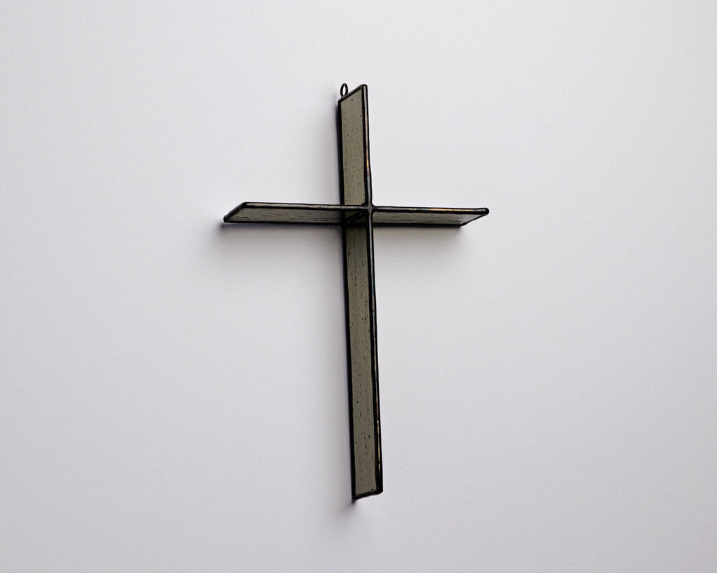 Greyhouse Glass Warm Stone Cross - Handcrafted Suncatcher
