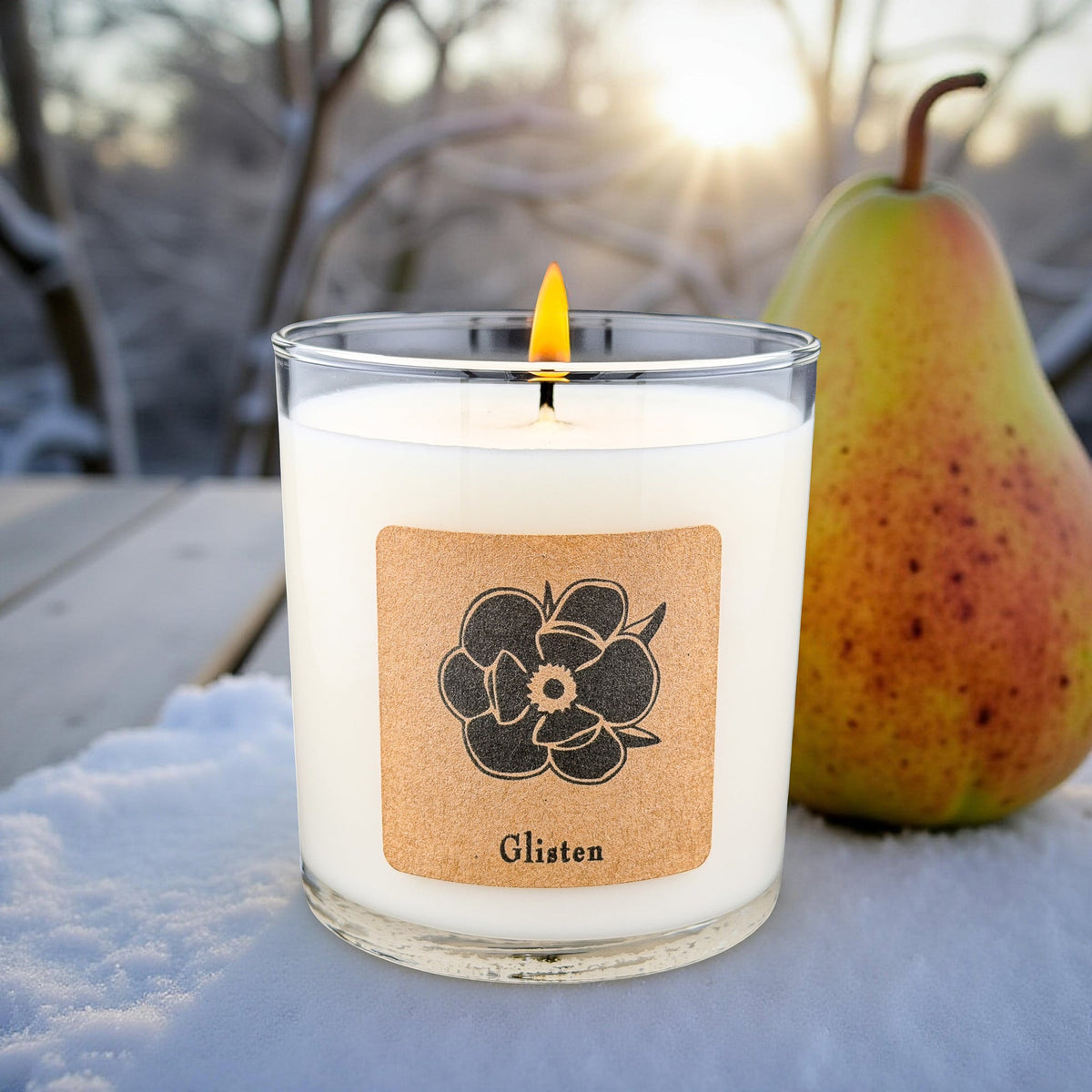 Glisten 10 oz Soy Candle - Pear, Cinnamon & Clove