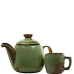 Frankoma Teekanne Prairie Green 61 mit Plainsman Tasse