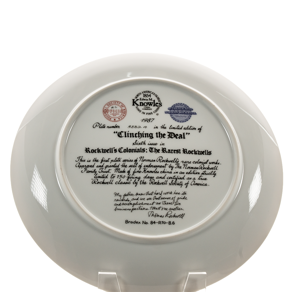 Edwin Knowles “Clinching the Deal” Plate – Rockwell Colonials Collectible