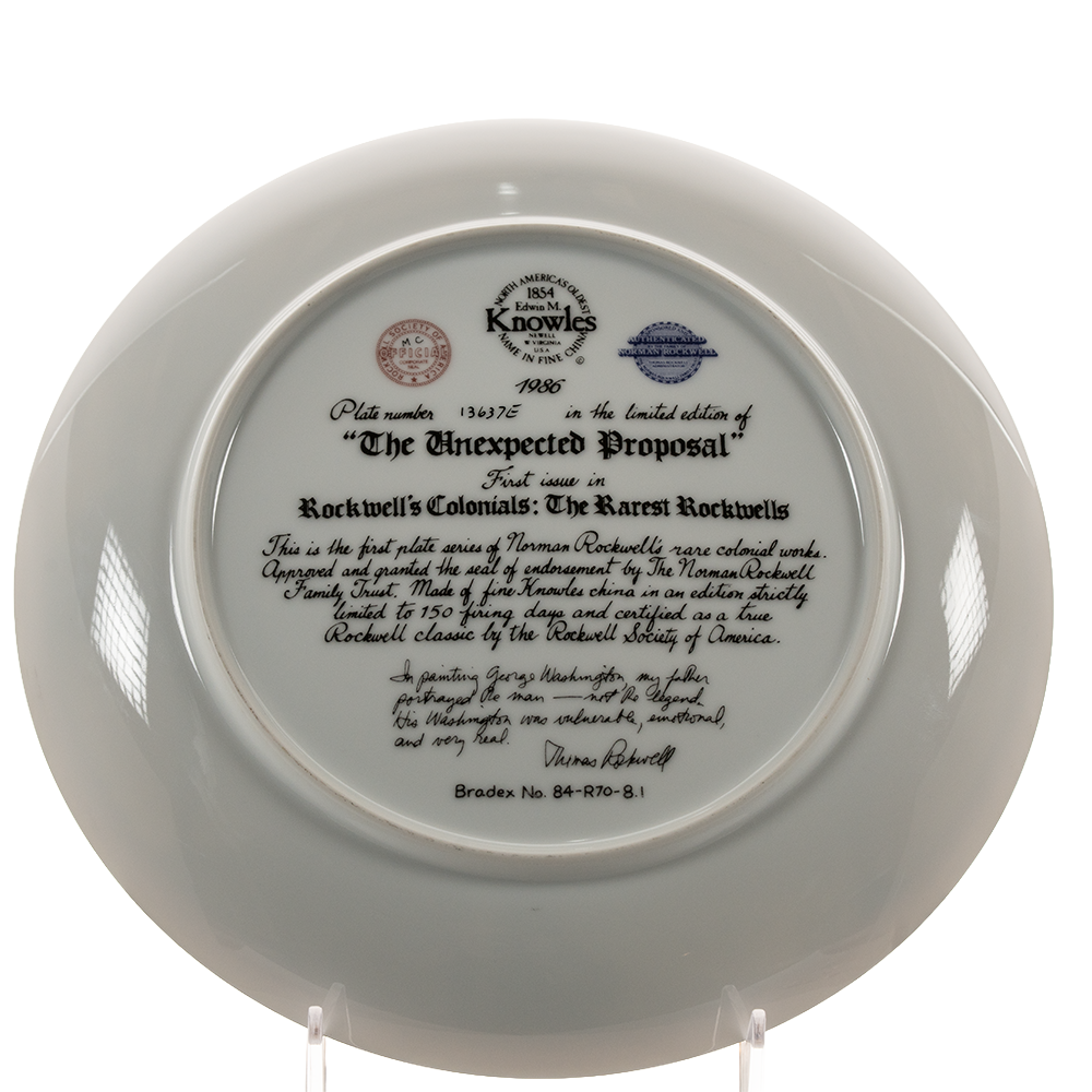Edwin Knowles “The Unexpected Proposal” Plate – Rockwell Colonials Collectible