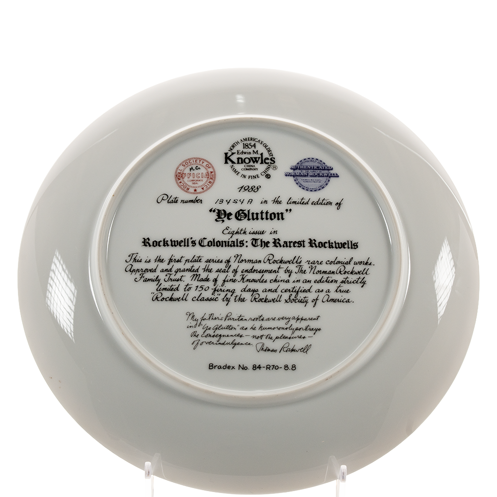 Edwin Knowles “Ye Glutton” Plate – Rockwell Colonials Collectible