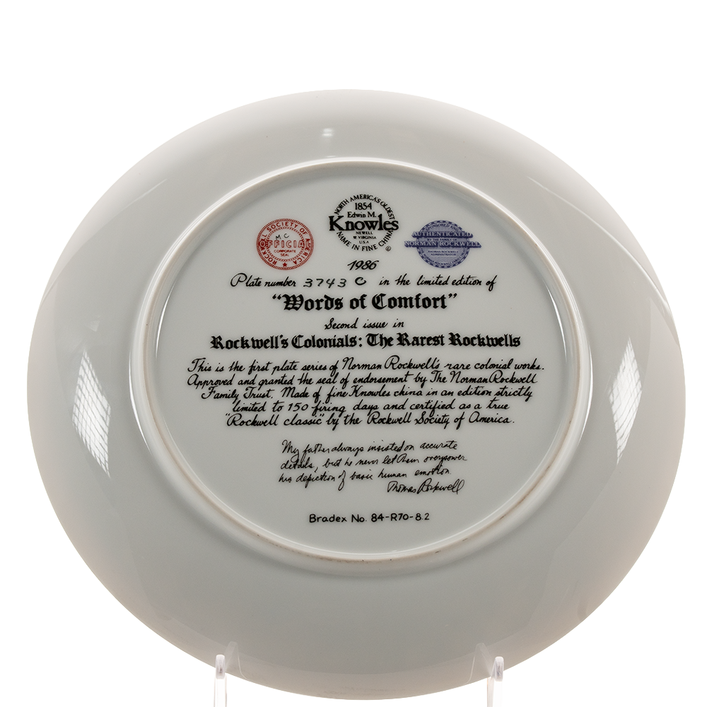 Edwin Knowles “Words of Comfort” Plate – Rockwell Colonials Collectible
