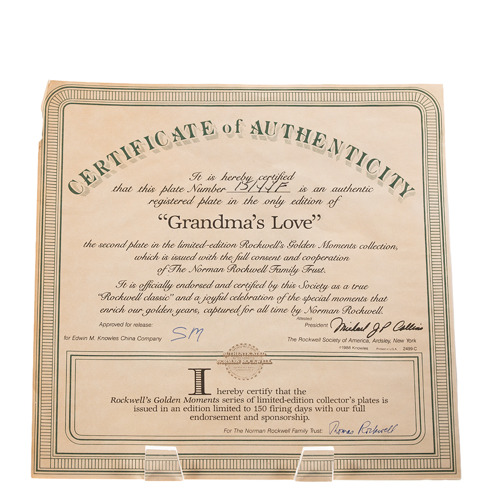 Edwin Knowles “Grandma’s Love” Plate – Rockwell Golden Moments Collectible