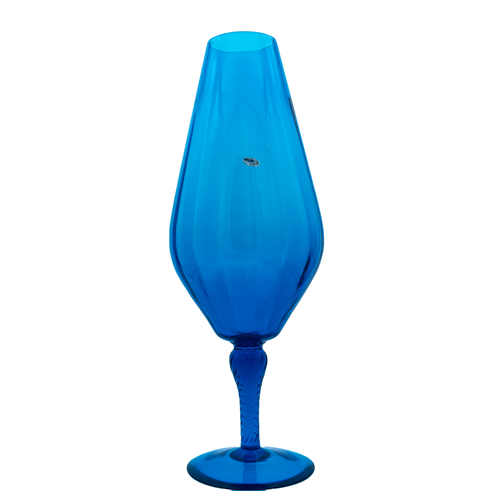 Italian Empoli Teardrop Art Glass Vase — Blue, 17.5" H